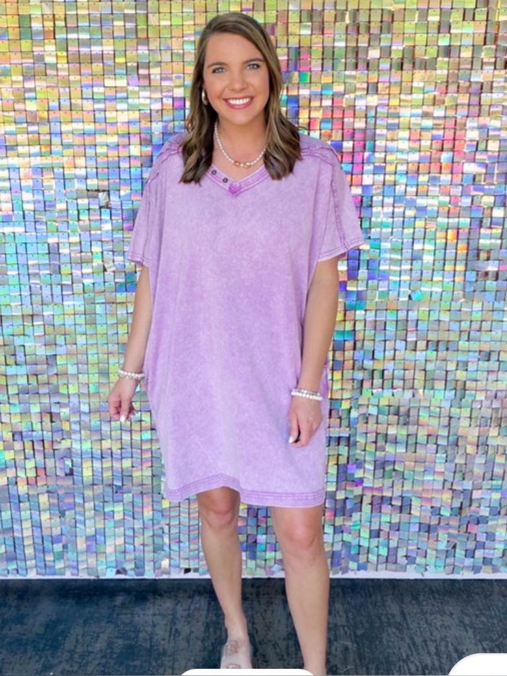 *NWT! * Orchid Purple V-Neck Casual Cotton Tunic Dress Size